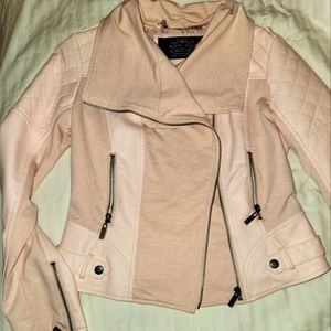 Blanc Noir Pale Pink Faux Leather Jacket